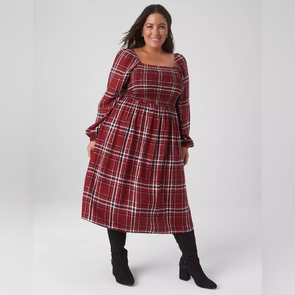 Plaid Long Sleeve Dress